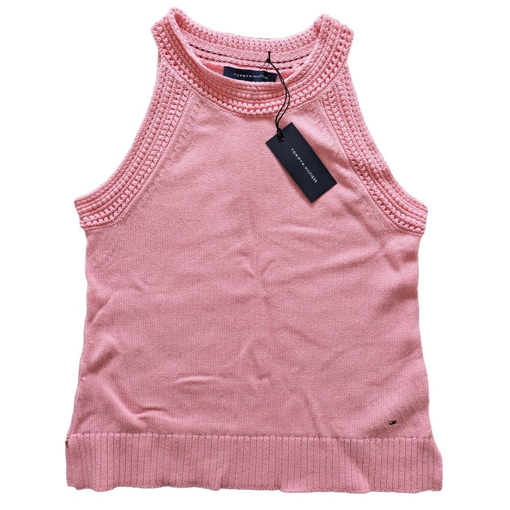 Tommy Hilfiger Women's Faux Crochet Trim Tank, Size S, 100% cotton NEW